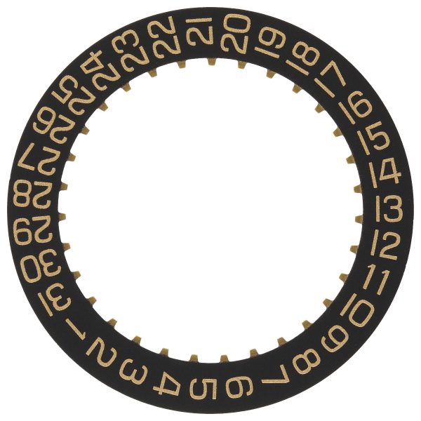 Datumanzeiger 3H Schwarz/Vergoldet