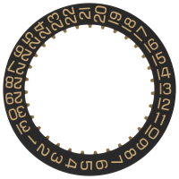 Date indicator 3H black/gilded