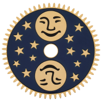 Mondphasenanzeiger mit Gesicht Vergoldet Gelb/Blau, Schwarz