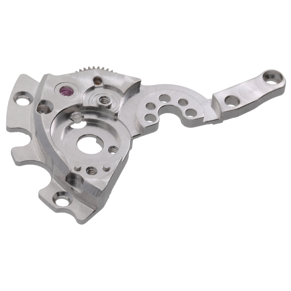 Automatic device bridge, rhodium plated pearled 2.5 mm break crossover spiral